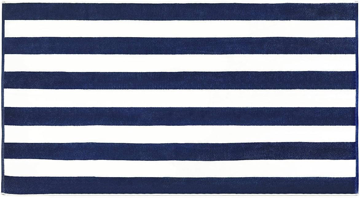 Kassatex Cabana Stripe Beach Towels, Set of 2-Navy