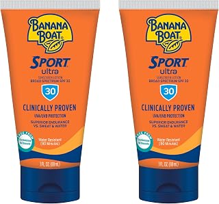Banana Boat Sport Ultra SPF 30 Sunscreen Lotion Twin Pack 3oz Travel Size - Sweat & Water Resistant, Oxybenzone-Free