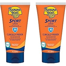 Banana Boat Sport Ultra Sunscreen Lotion SPF 30, paquete doble Travel Size 3oz, bloqueador solar resistente al agua y al sudor para un estilo de vida activo (paquete de 2)