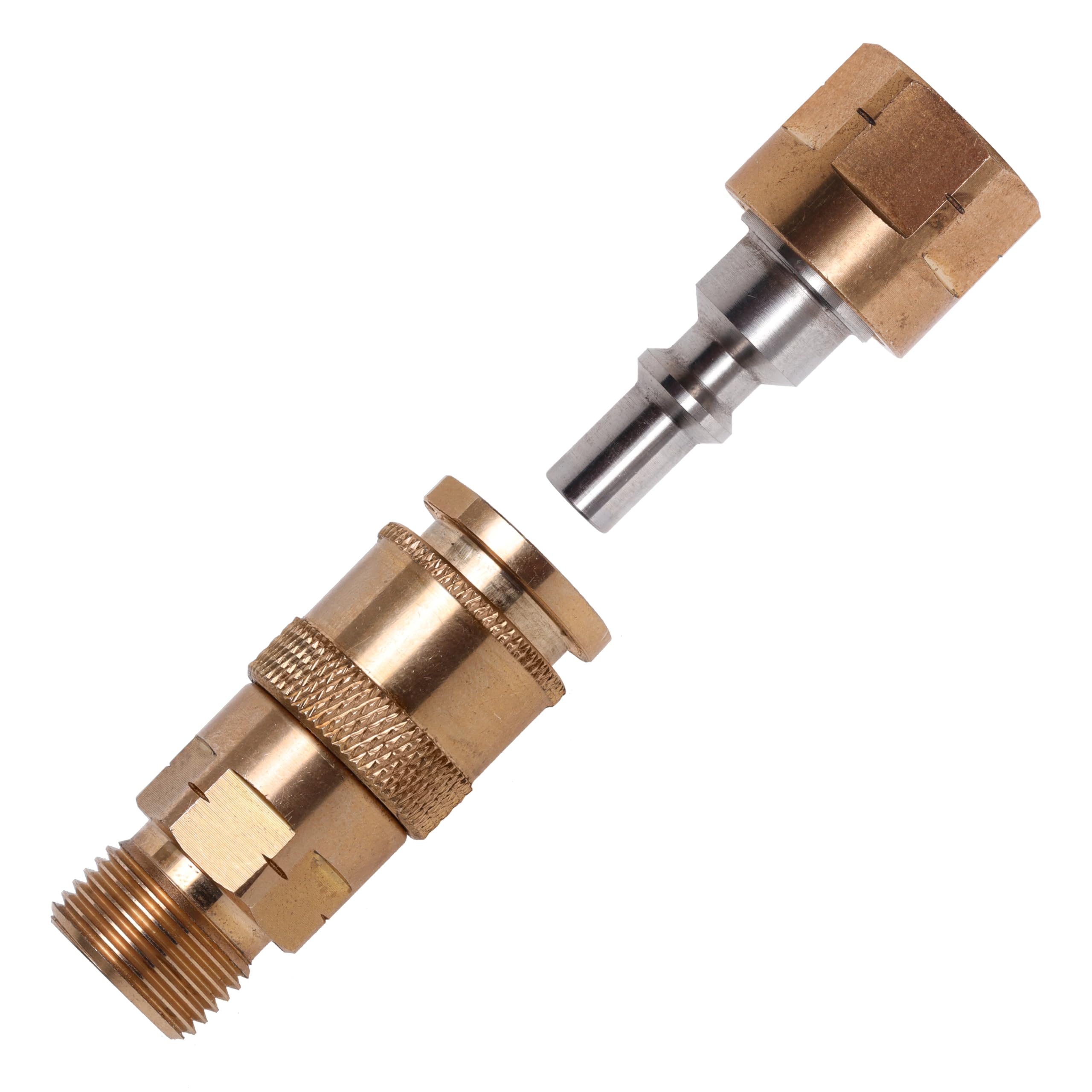 Rothenberger Industrial Gas Schnellkupplung mit Überwurfmutter im Set mit D4 Kupplungsstift mit Außengewinde für Brenngas G3/8 LH, Sauerstoff 1/4 RH, Inertgas G 1/4' RH, Ausführung, Brenngas G 3/8''