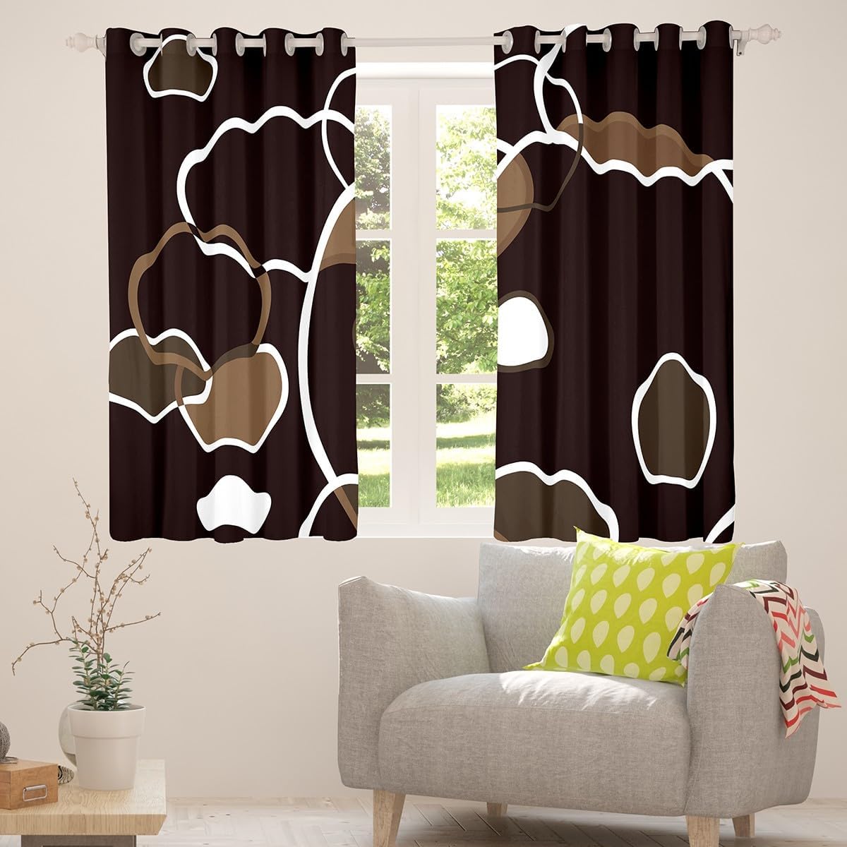 Erosebridal Black and White Modern Blackout Curtains Abstract Art Curtains & Drapes, Stripe Circle Curtains Geometric Black Out Curtains, Lines Window Drapes Luxurious Kids Teen Aults Room Decor