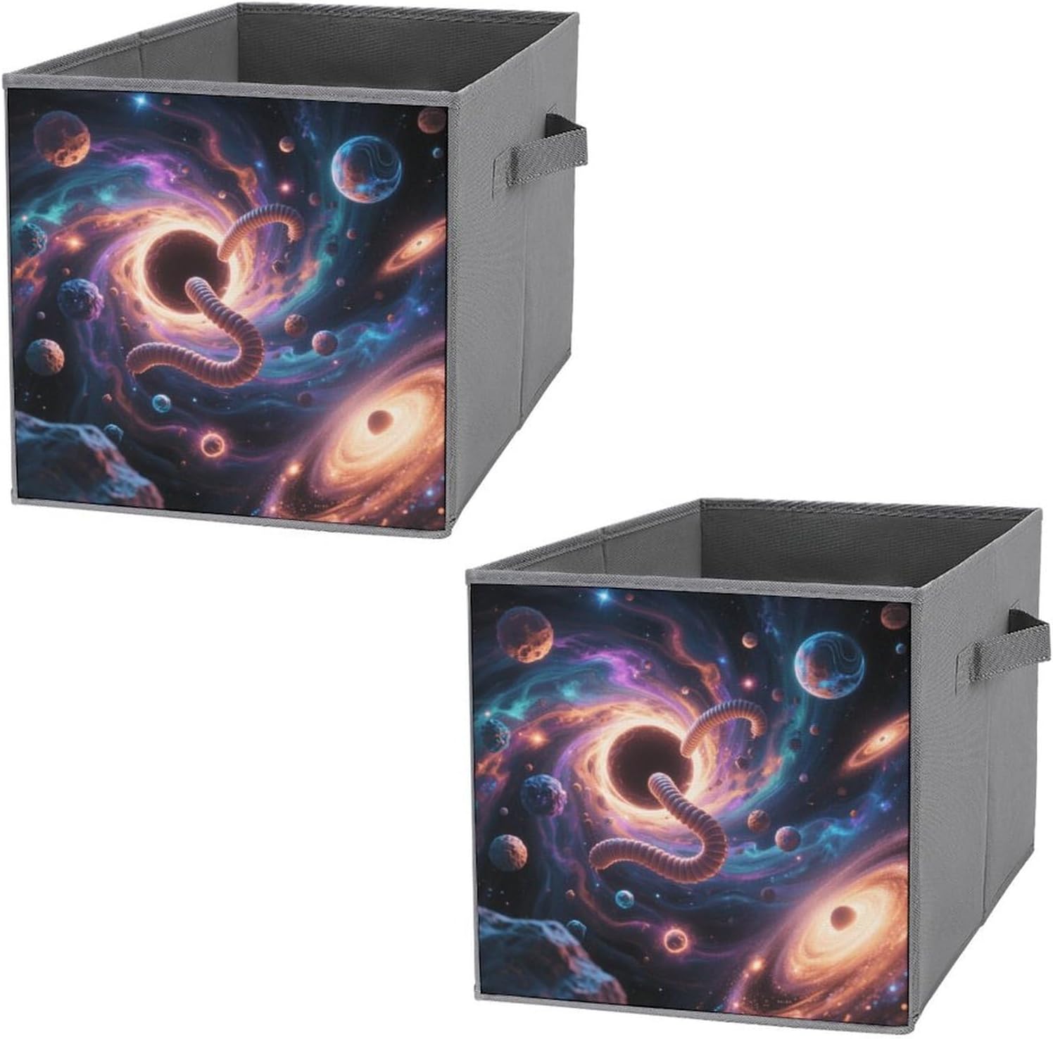 2-piece Oxford Cloth Storage Box Interstellar Wormhole Printed Storage Box for Clothes/shoes Multi-purpose Wardrobe And Cabinet Storage