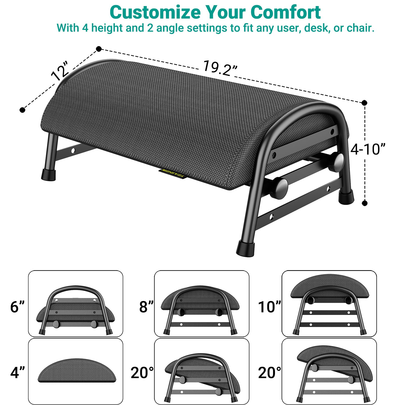 Reposapiés para debajo del escritorio para oficina, reposapiés de altura ajustable con funda lavable, taburete para silla de juegos de oficina