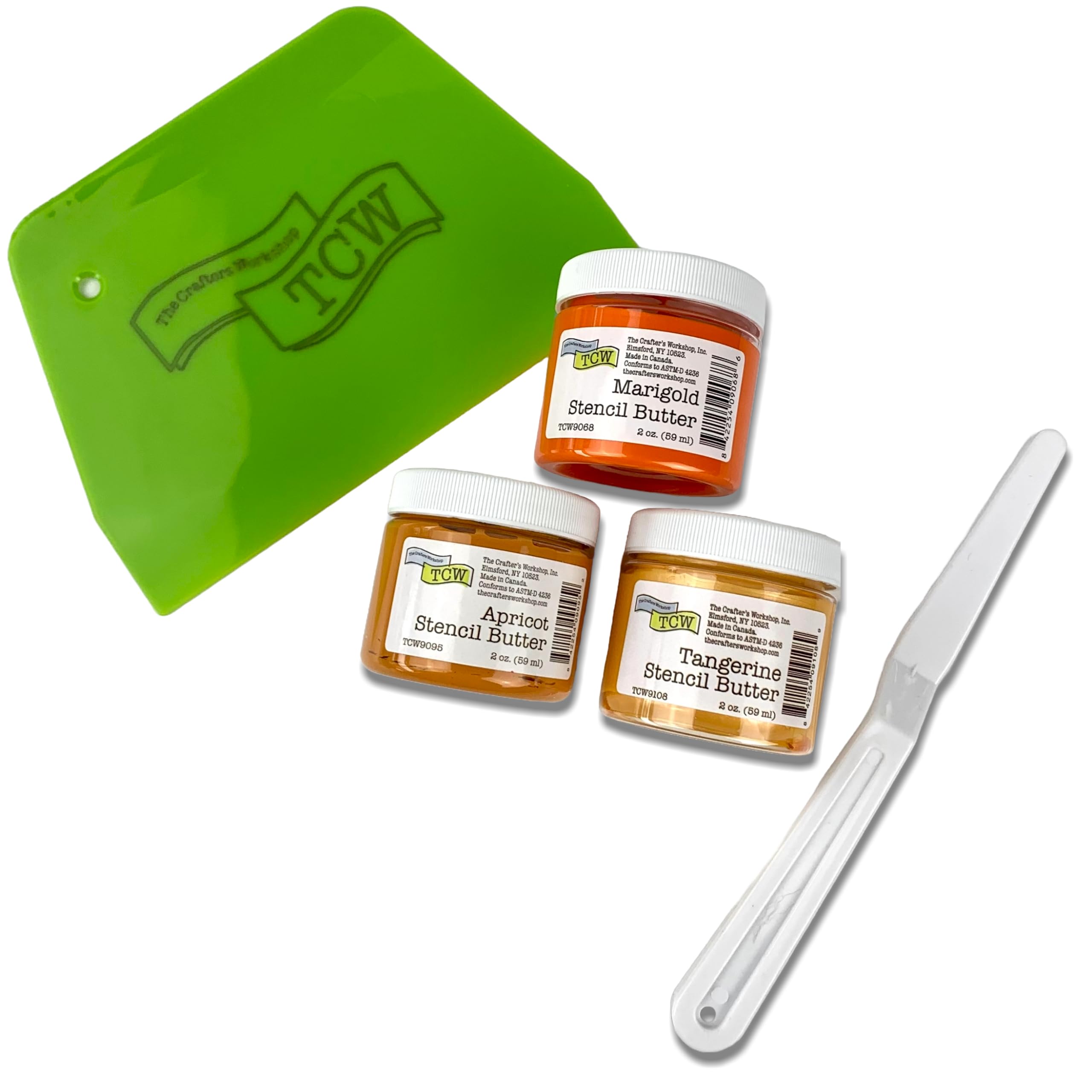 The Crafter's Workshop Orange Crush Paint Set and Art Kit – Stencil Butter Starter Kit with 3 Colors in 2-oz Jars of Paint Paste + 2 Tools – DIY Painting Set for Canvas, Journals & More