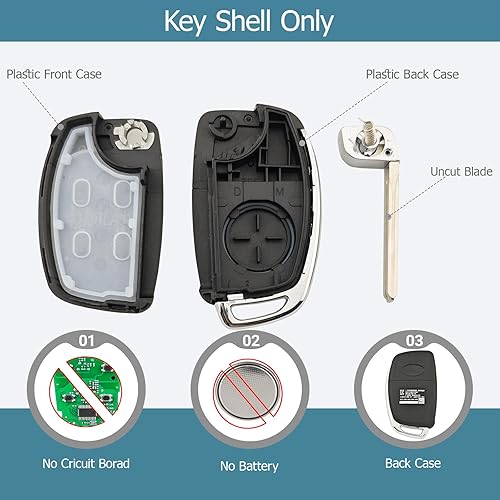 Miniatura 5 de Funda de repuesto para llavero para Hyundai Sonata Santa Fe con control remoto