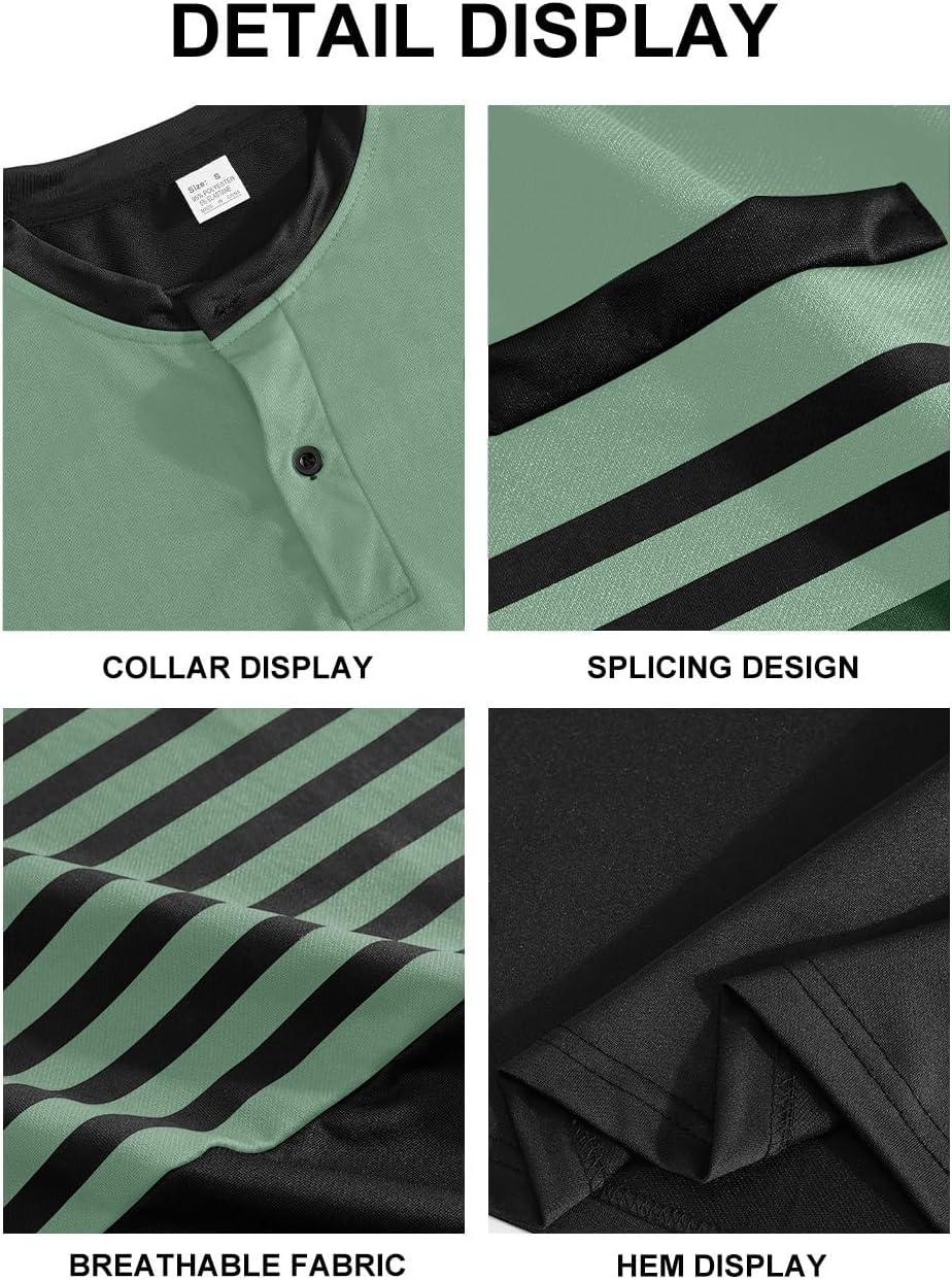 Mens T-Shirts Short Sleeve Button Casual Stylish Basic Tees Work Striped Shirts Henley Summer Lightweight Stretch Top - Image 6