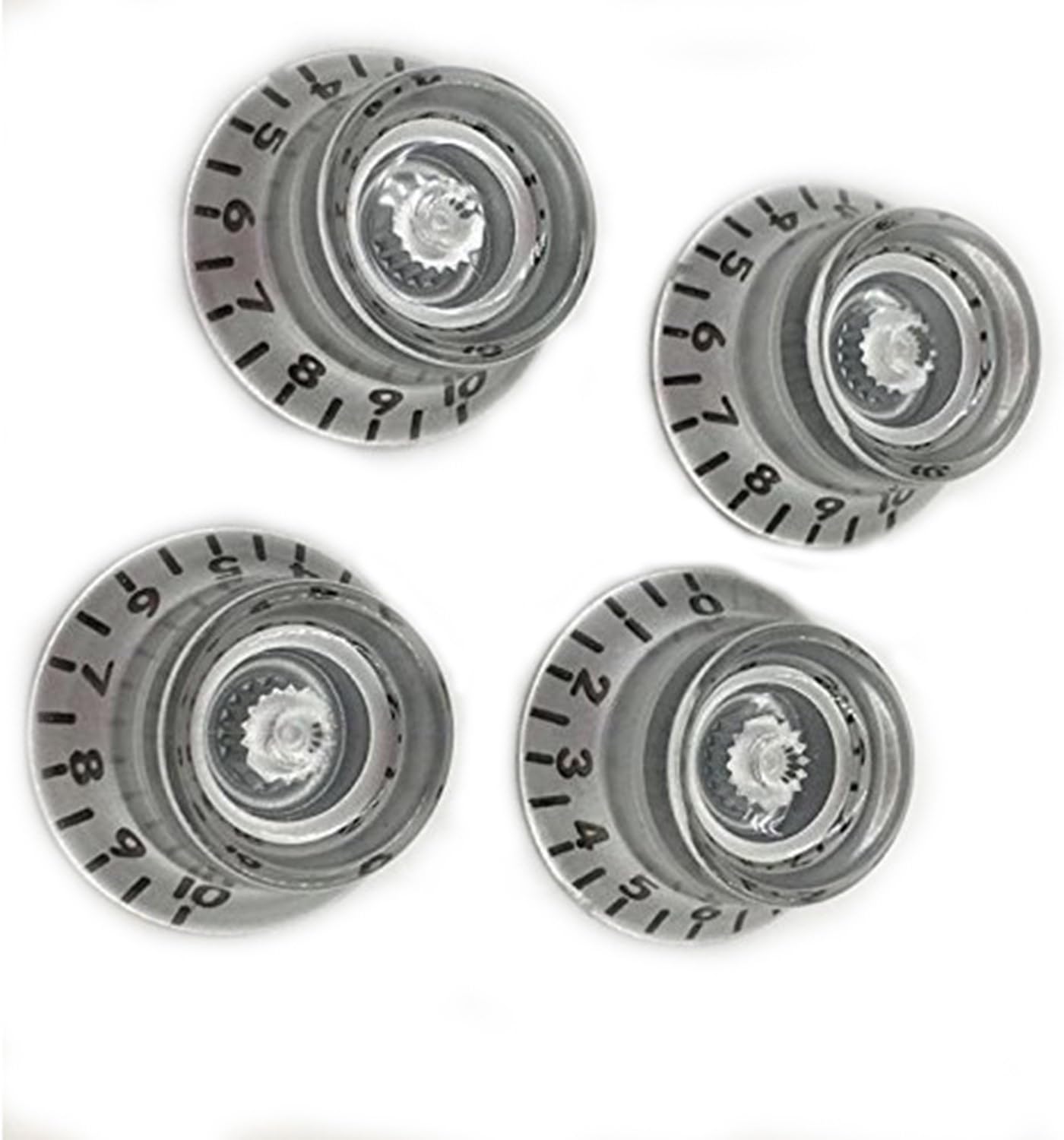 JIANZHENKEJI Universal LP top hat style Guitar Speed Knobs,Silver (set of 4)