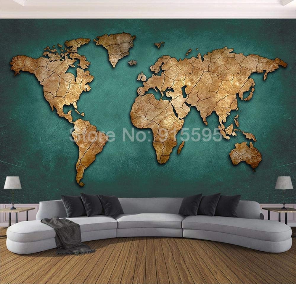 Papier peint rétro 3D carte du monde pour agrandir et décorer un salon ou bureau