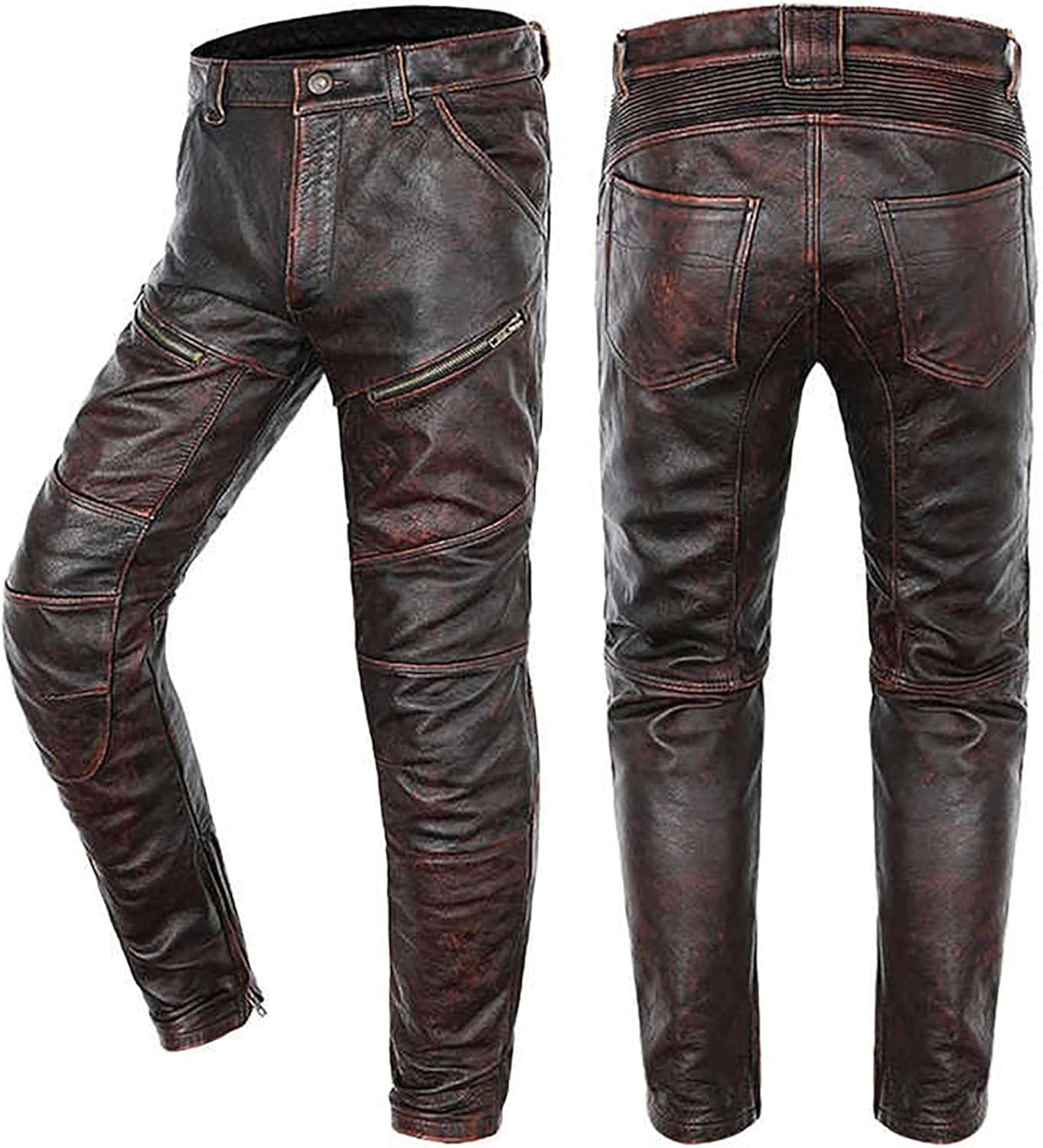 Leather Pant Men's Premium Biker Style Tradition Native American Western Cowboy Riding Pant Classic 5 Pocket Trouser