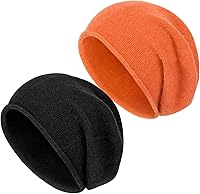 Vista 1 de DANMY Gorro de punto holgado de cachemira para mujer, gorro de lana suave y cálida para invierno