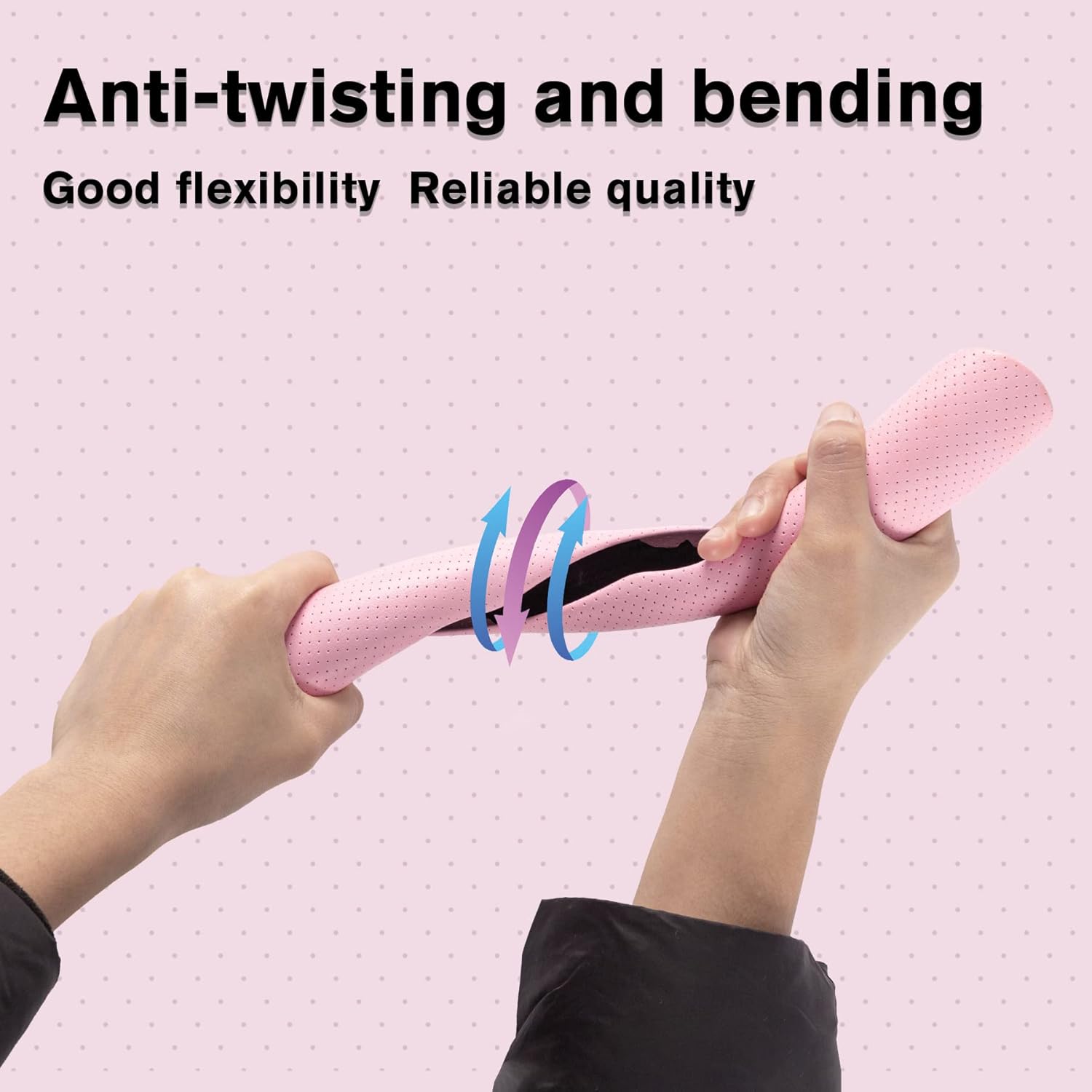 Amiss Car Nappa Leather Steering Wheel Cover, Segmented Steering Wheel Protector, Universal 99% Car Wheel Cover Protector (Pink) - Image 3