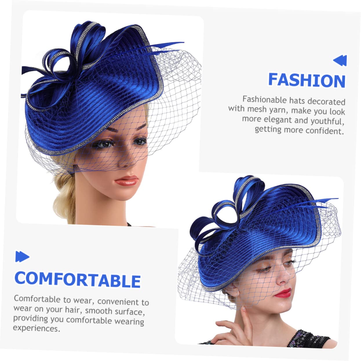2pezzi Fascinator Hat Headband Elegante Cappello per Cocktail e Tea Party Accessorio Chic per Donne Adatto Cerimonie Eventi e Occasioni Speciali Sfumato Comfort Assicurato