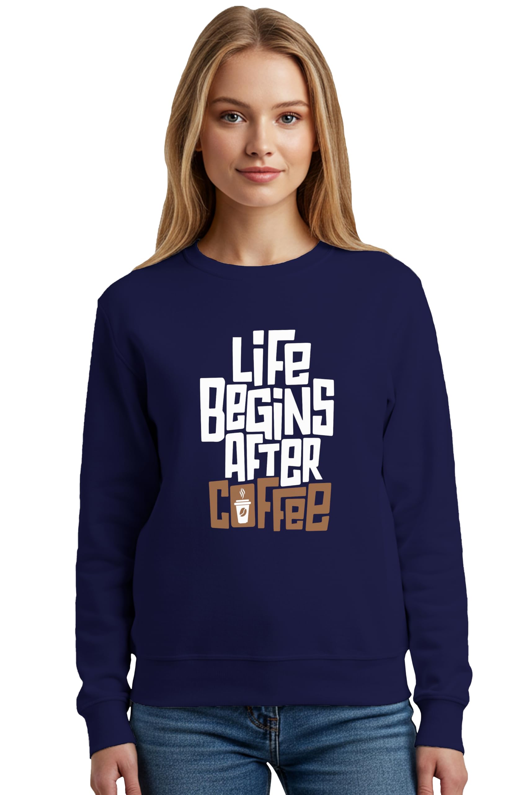 buy that trendz Sweatshirts for Women Life Begins After Coffee Printed Cotton Blend Long Sleeve Round Neck Regular Fit Casual Gen Z Winter Sweatshirt-picture-11