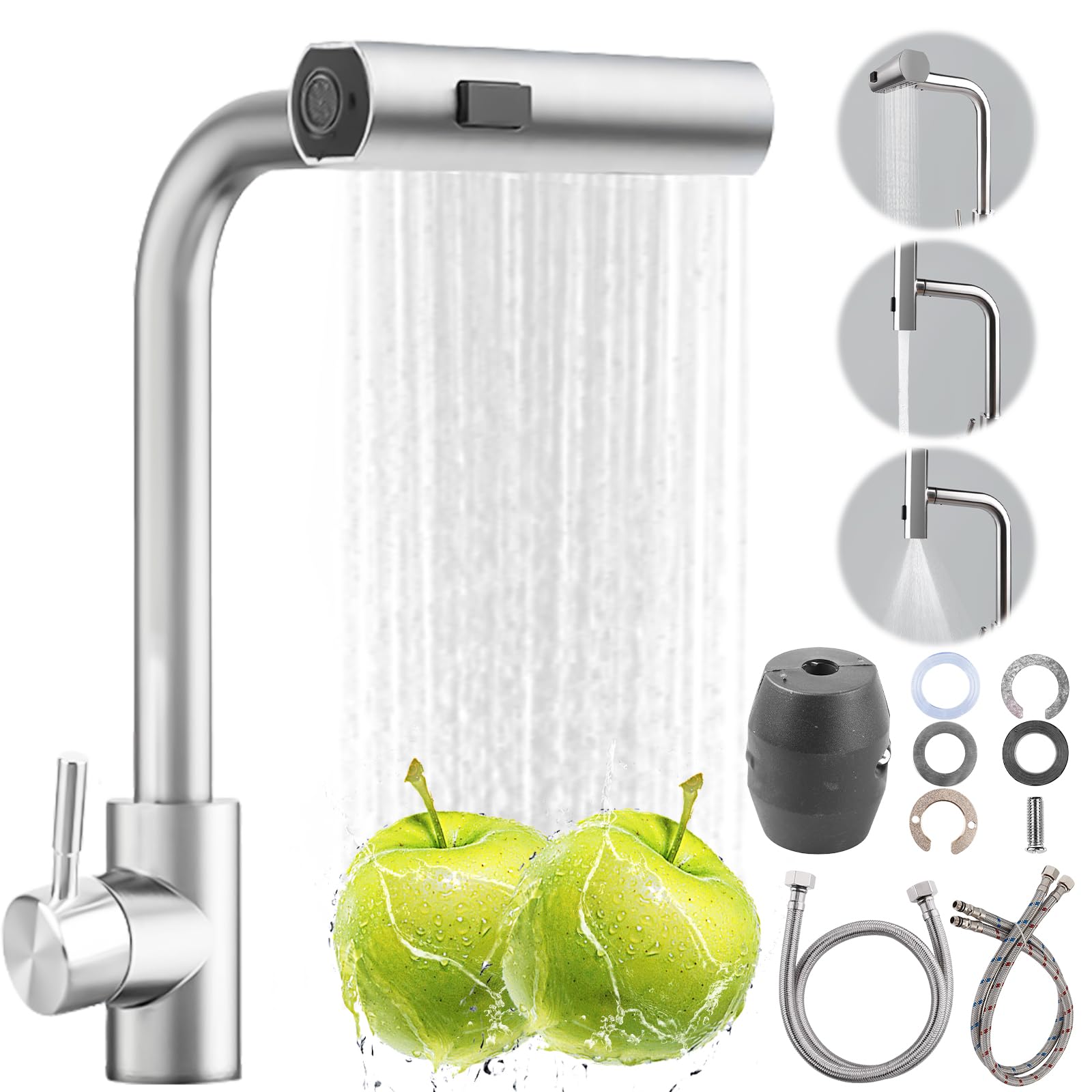 Robinet de cuisine extensible BAIFULAI mitigeur d'évier cascade acier inoxydable