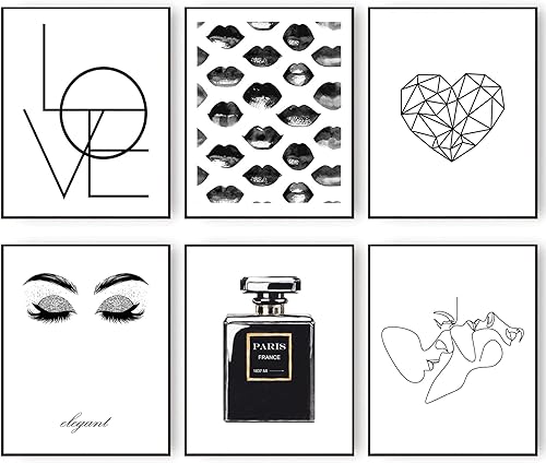 Admmixoo Impresiones artísticas minimalistas de moda, líneas de amor en blanco y negro, decoración de pared, impresiones en lienzo, perfumes,
