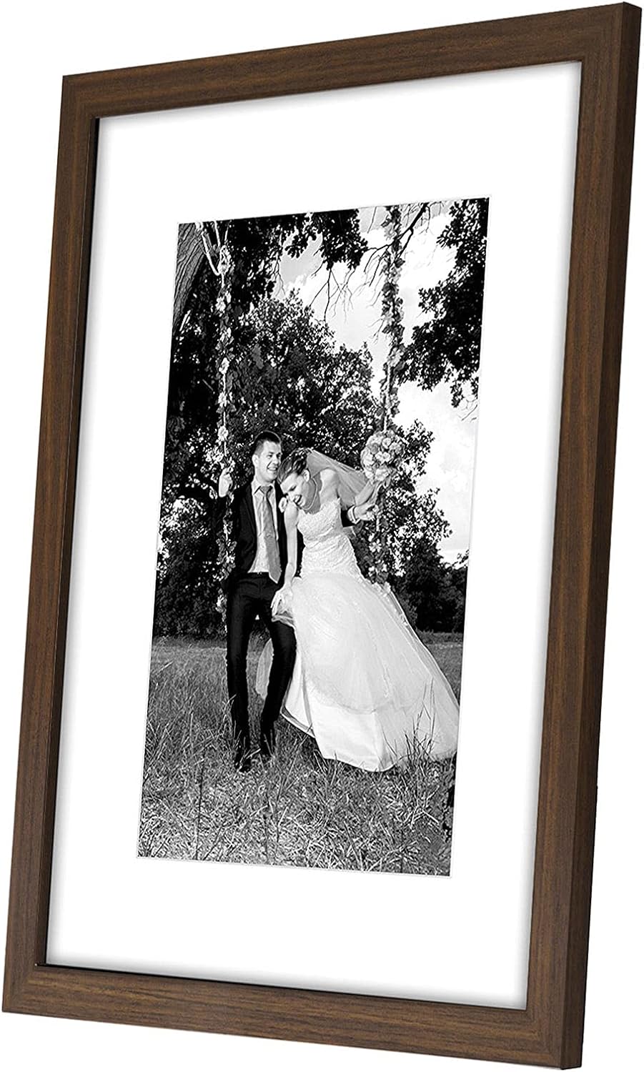 Americanflat 12x16 Picture Frame with Shatter-Resistant Glass - Use as 8x12 Frame with Mat or Display 12x16 Photo Without Mat - Signature Collection - Picture Frames for Wall Display - Walnut