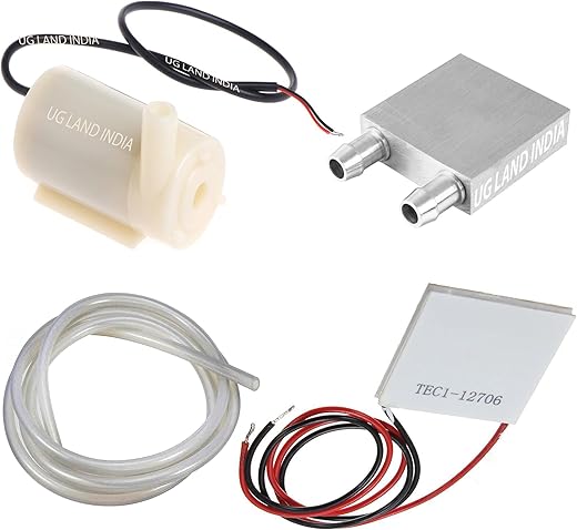 BITSKY INDIA Mini DC 3-9V Side Submersible water pump Transparent Water Pipe,Aluminum Water Cooling Block, Liquid Plate Heat Sink (40x40x12mm),…