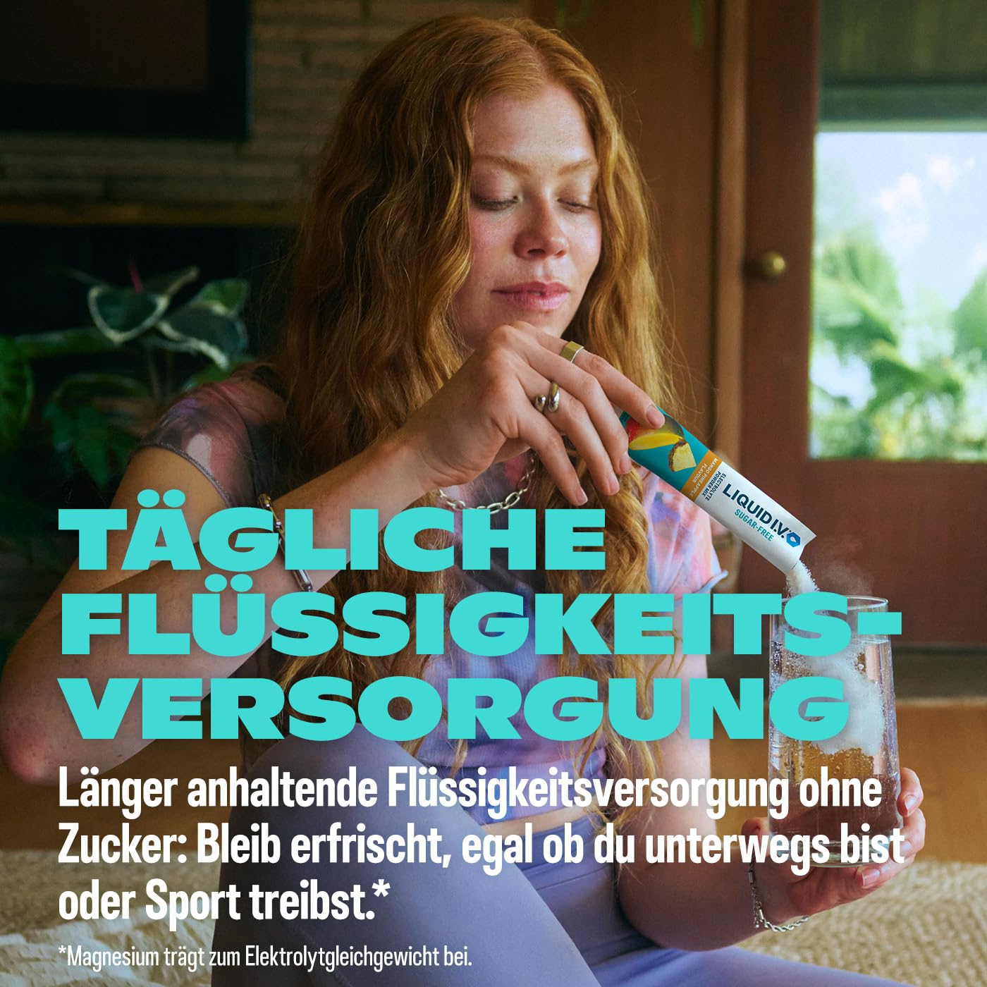 Liquid I.V. Sugar Free Elektrolytpulver-Mischung ohne Zucker, Mango-Ananas-Geschmack, Für eine schnelle Flüssigkeitszufuhr und Energie, Mit 8 Vitaminen und Mineralstoffen, 24 Sticks