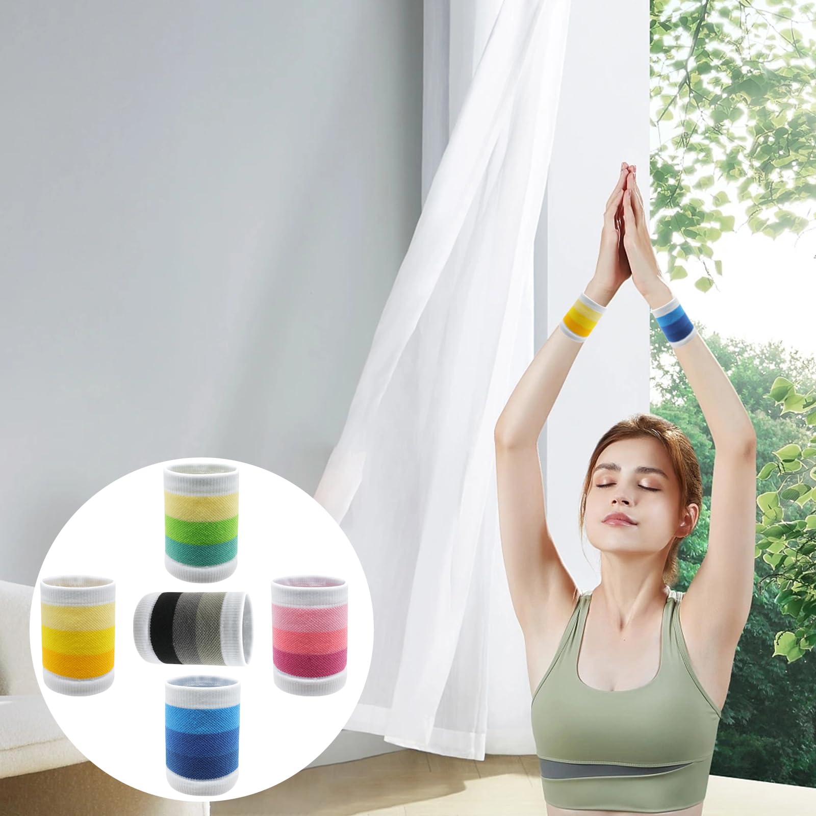 Set 5 Polsini Sportivi - Traspiranti, Per Palestra, Tennis, Basket, Uomo/Donna