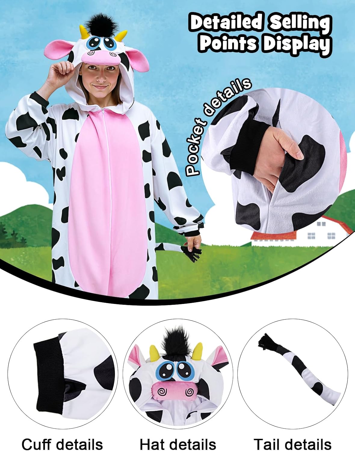 3D Hooded Animal Onesie Adults Christmas Cosplay for Family Xmas Festival Dress Up - Image 5