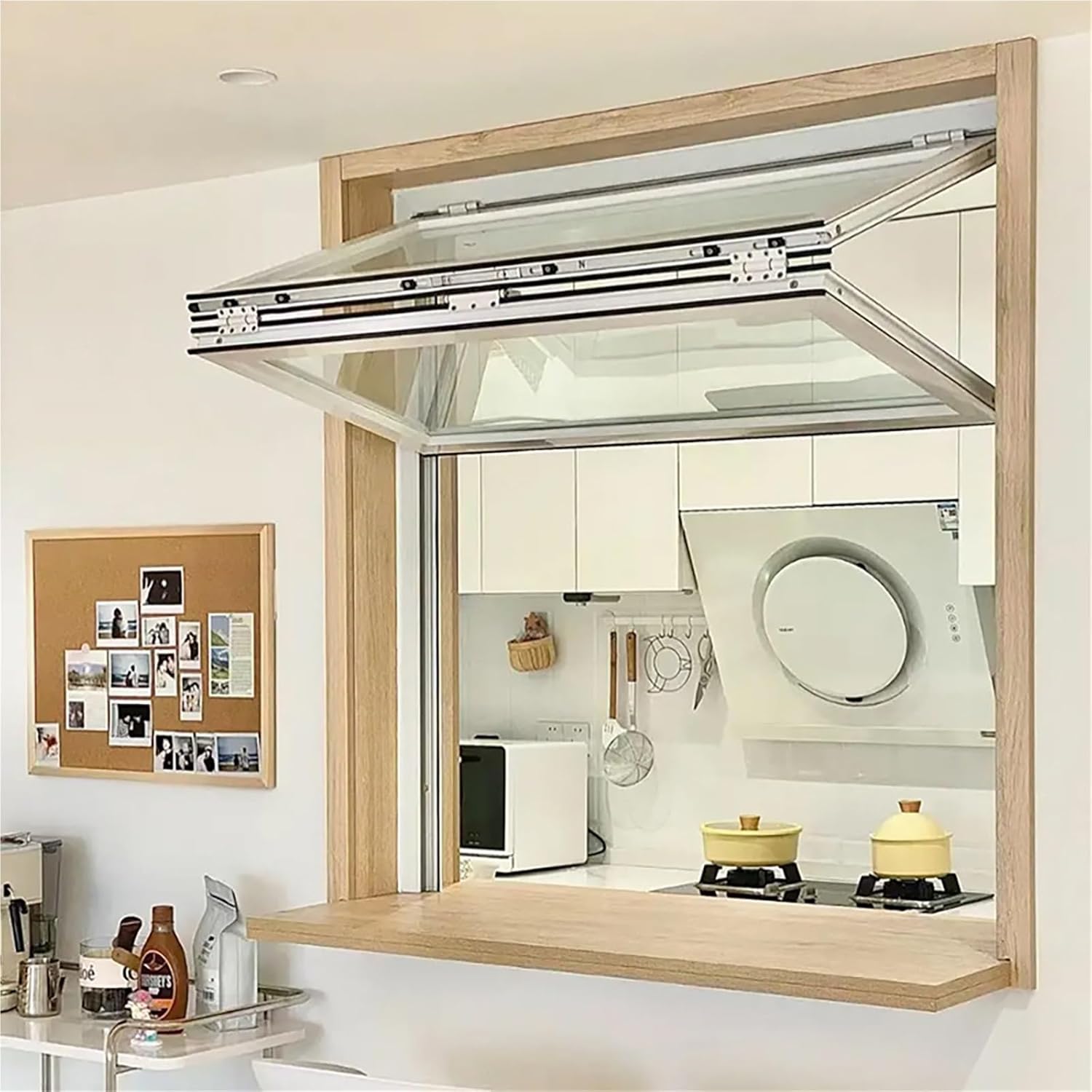 Folding Concession Serving Window – Vertical Sliding Double Hung Aluminum Frame,Folding Sliding Windows Double Hung Window,Customizable Aluminum Mobile Home Windows(34x38in/86x96cm)