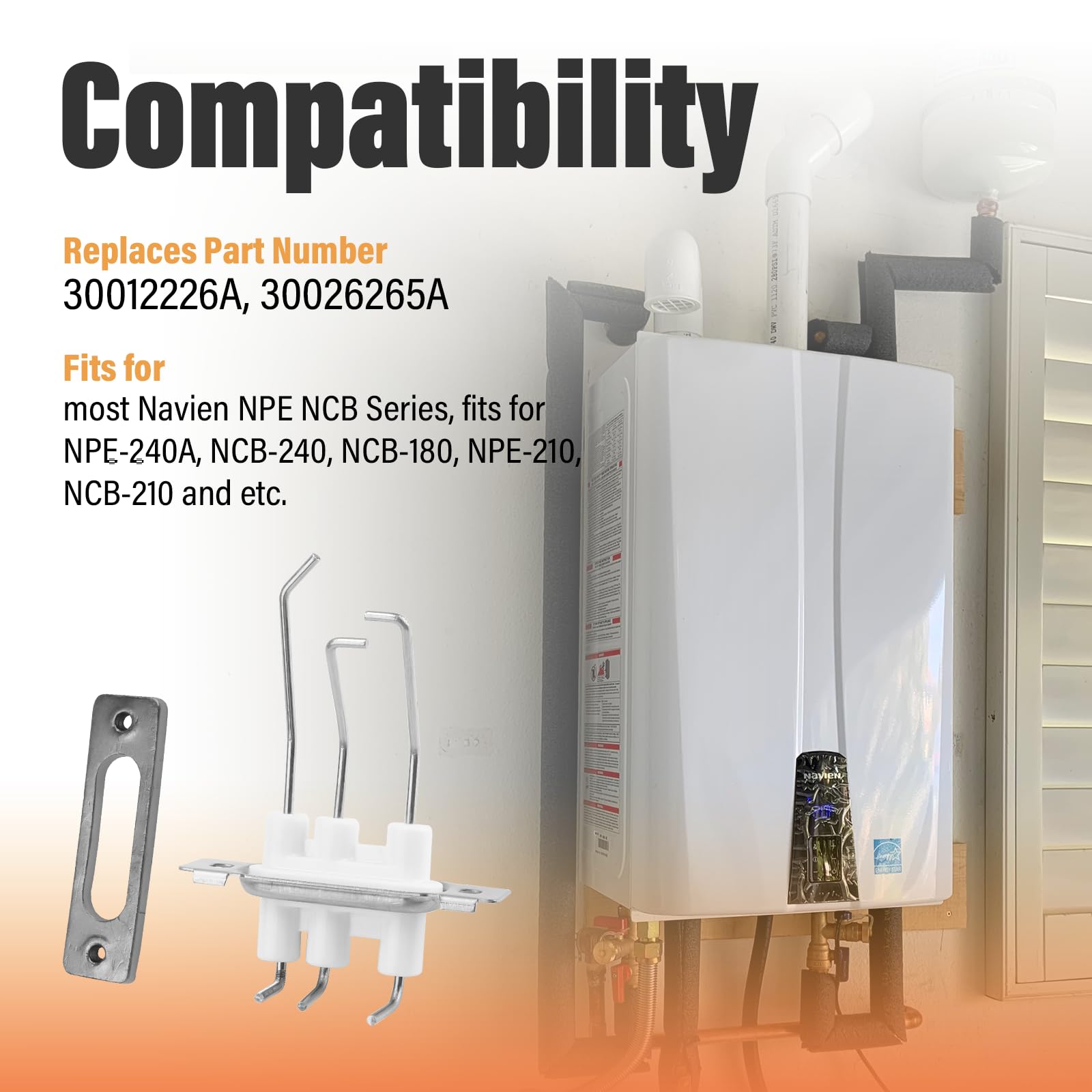 Navien Flame Rod Replacement Navien 30014189B Flame Rod Assembly