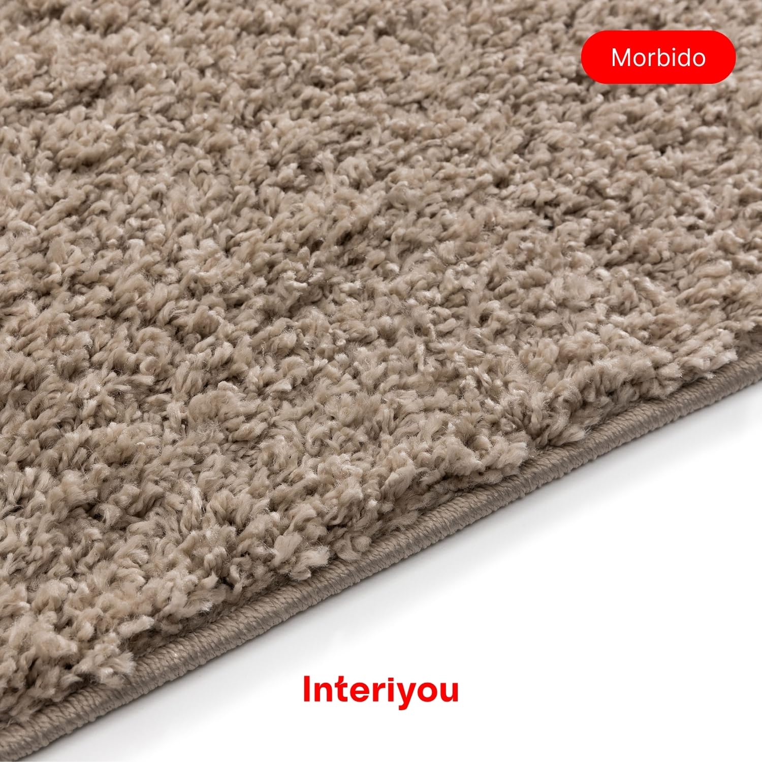 Interiyou Tappeto salotto a pelo alto Sofia - 200x250 cm Beige - Soffice e monocromatico - Lavabile e antiscivolo - Lungo morbido