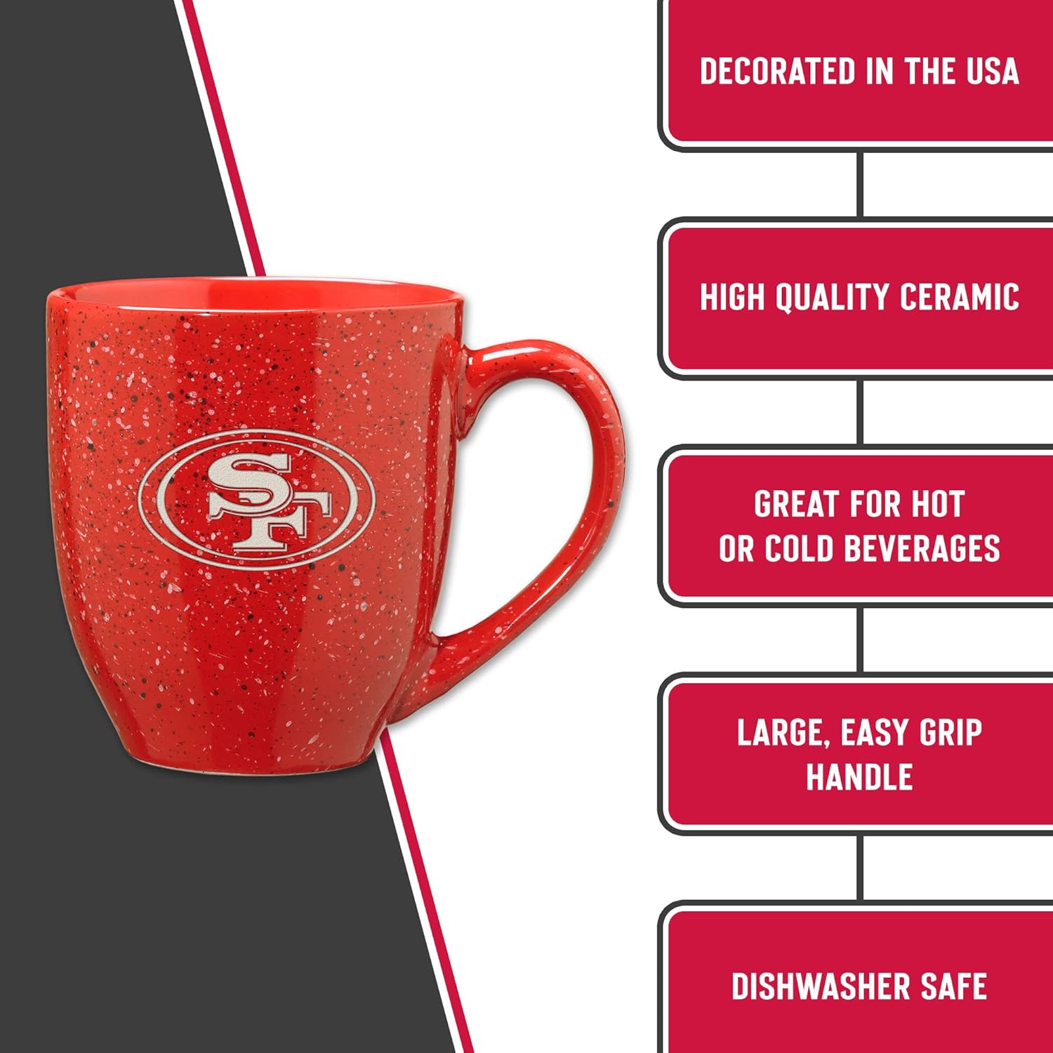 Rico Industries NFL Football 16 oz Team Color Laser Engraved Speckled Ceramic Coffee Mug - Image 6
