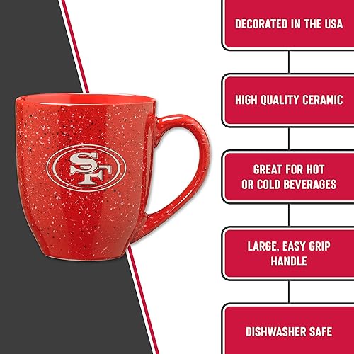 Miniatura 139 de Rico Industries, NFL Football - Taza de café de 16 oz de cerámica moteada, grabada con láser y de color de los equipos de fútbol americano de la NFL