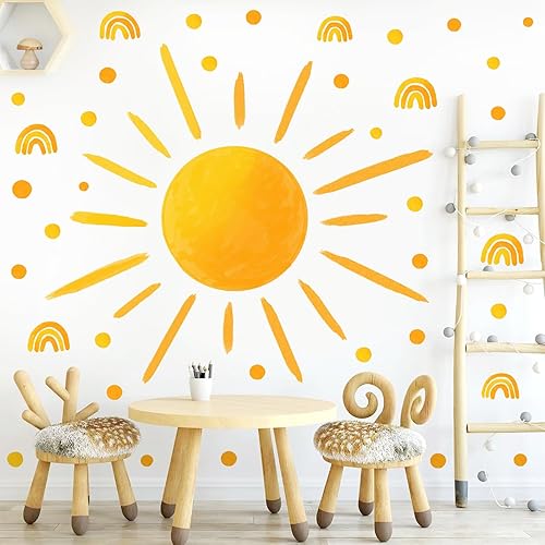 Miniatura 3 de Calcomanía de pared con diseño de amanecer en acuarela, calcomanías de pared para niños, habitación de bebé, decoración de habitación de bebé,