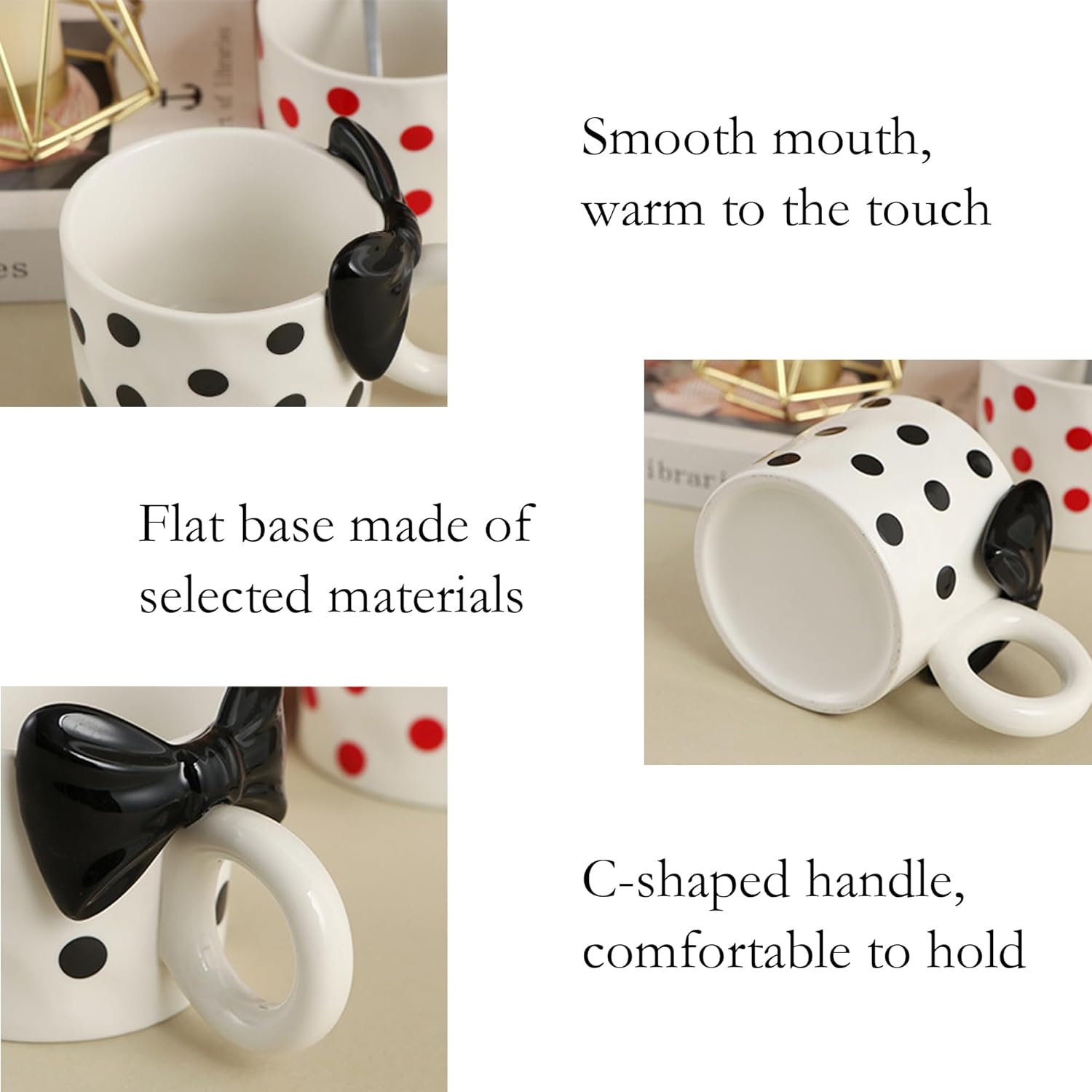 Bow Coffee Mug Red Ceramic Cup Coquette Porcelain Coffee Bow Tea Cup 14 OZ Cute Mug for Women Girl - Image 3