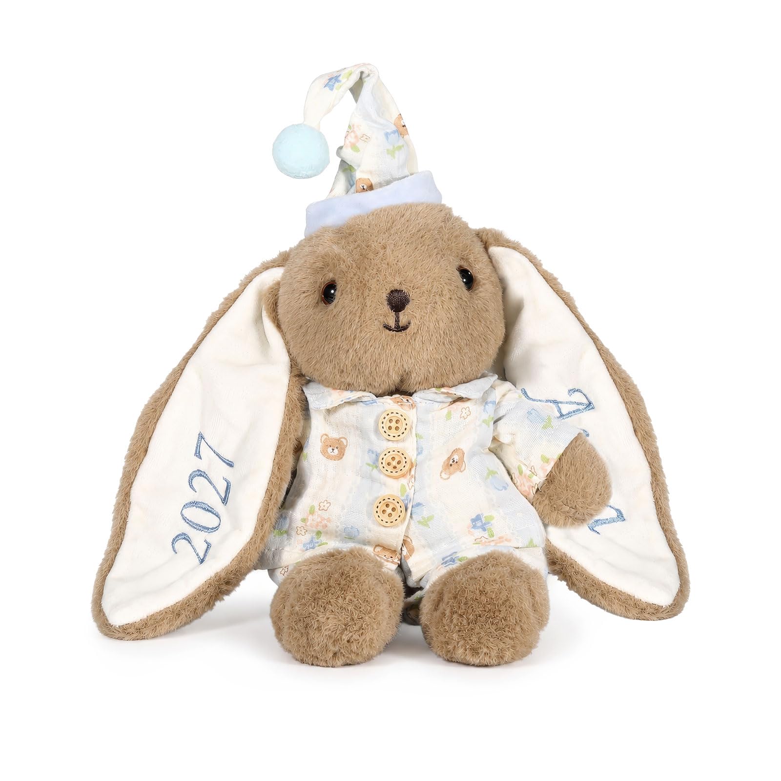 Jeweidea Personalised Bunny Rabbit Soft Toy with Name for Newborns Baby Comfort Plush Toy for Boys Girls for Baby Birthday Gifts Baby Shower Christening Gifts (Style 4)