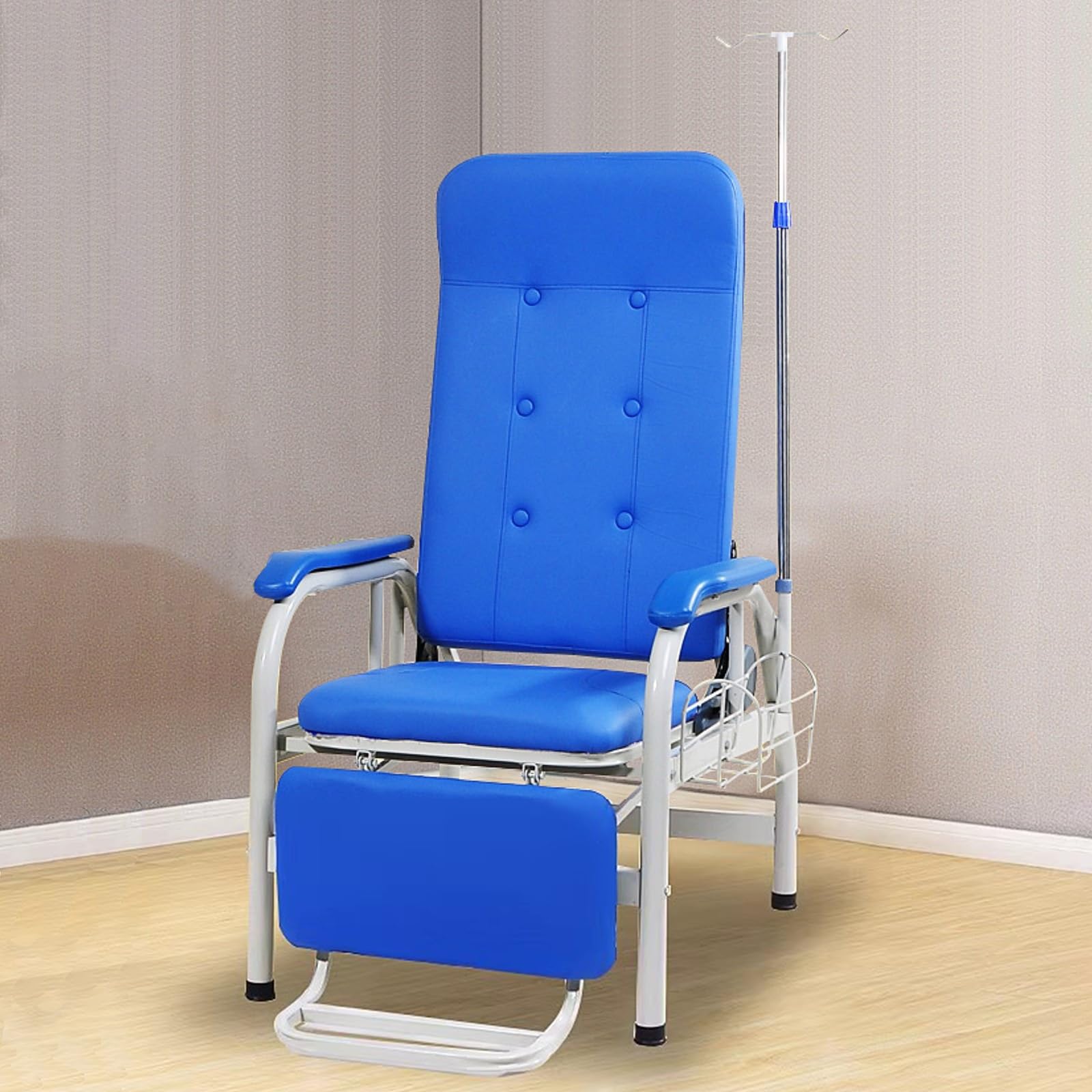 WDSOPK Waiting Room Chairs,Premium Fully Reclining Phlebotomy Chair, Ergonomic Leather Chair with IV Pole, Ideal Comfortable Infusion Waiting Chair for Lobbies(White)