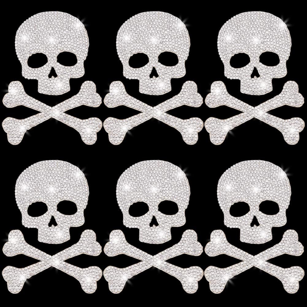 Amazon.com - INFUNLY 6PCS Skull Bone Rhinestones Crystal Car Decals ...