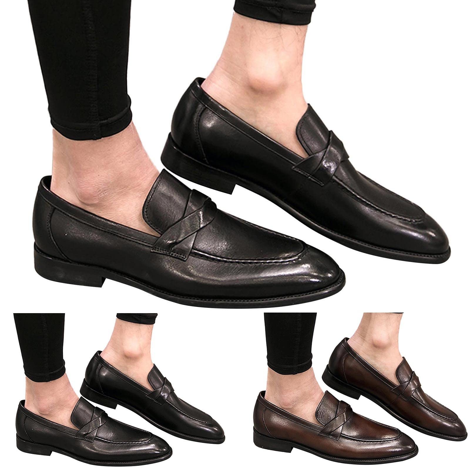 Zapatos De Hombre: Zapatos Negocios Piel Calzado Sapatos Sin Cordones Comodos Zapatos De Brogue Mocasines Zapatos Boda Colegio Cuero Zapatos De Vestir Zapatos Vestir Negro