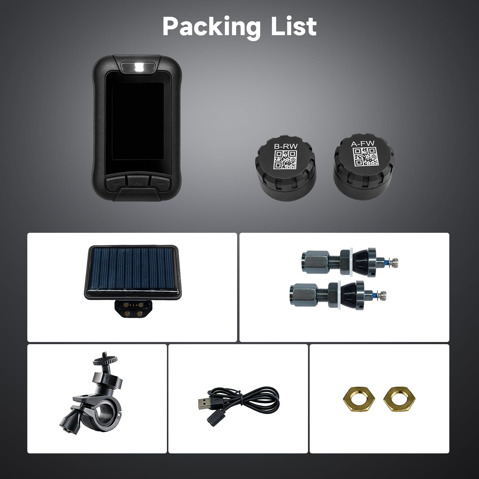 MOMAN Solar TPMS Motorrad Reifendruckkontrollsystem 2 Sensoren Bildschirm | IP67 wasserdicht & staubdicht, LCD-Display, kabellose Sensoren, Druck & Temperaturalarm, kompatibel mit iOS/Android