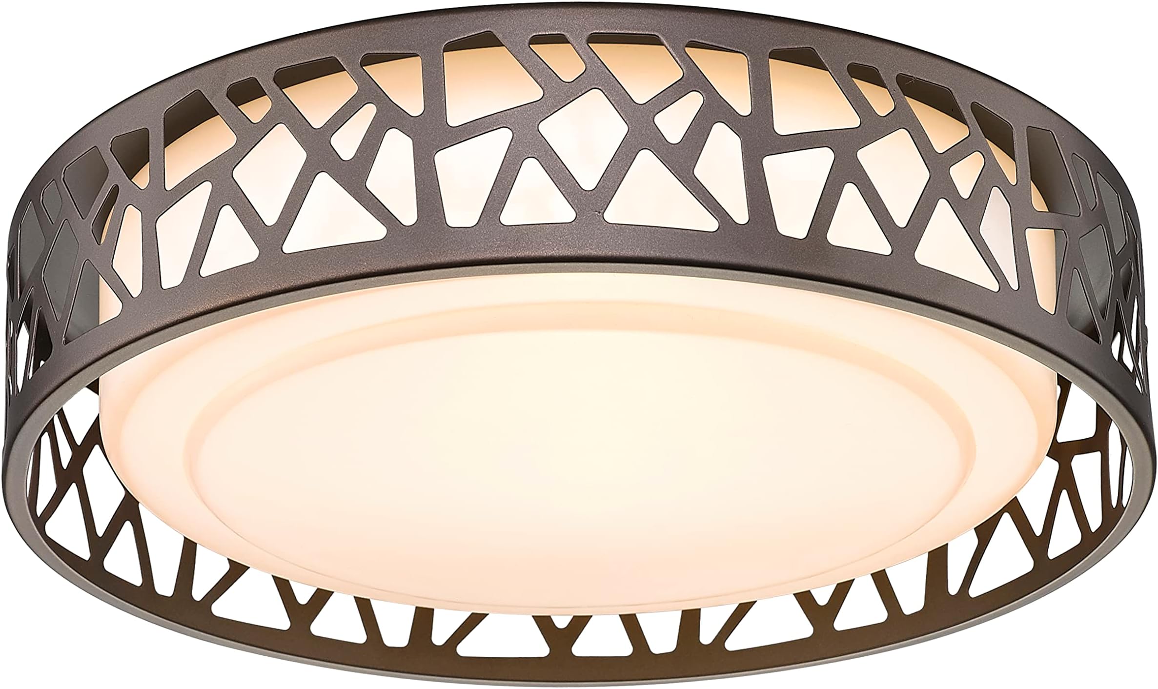 Flush Mount Ceiling Light, 12 inch 15W LED Dimmable Lighting Fixture, 3000K Warm White, Oil Rubbed Bronze Fihished, ETL Listed for Kitchen, Hallway, Bedrooms (Metal Body and Acrylic Shade)