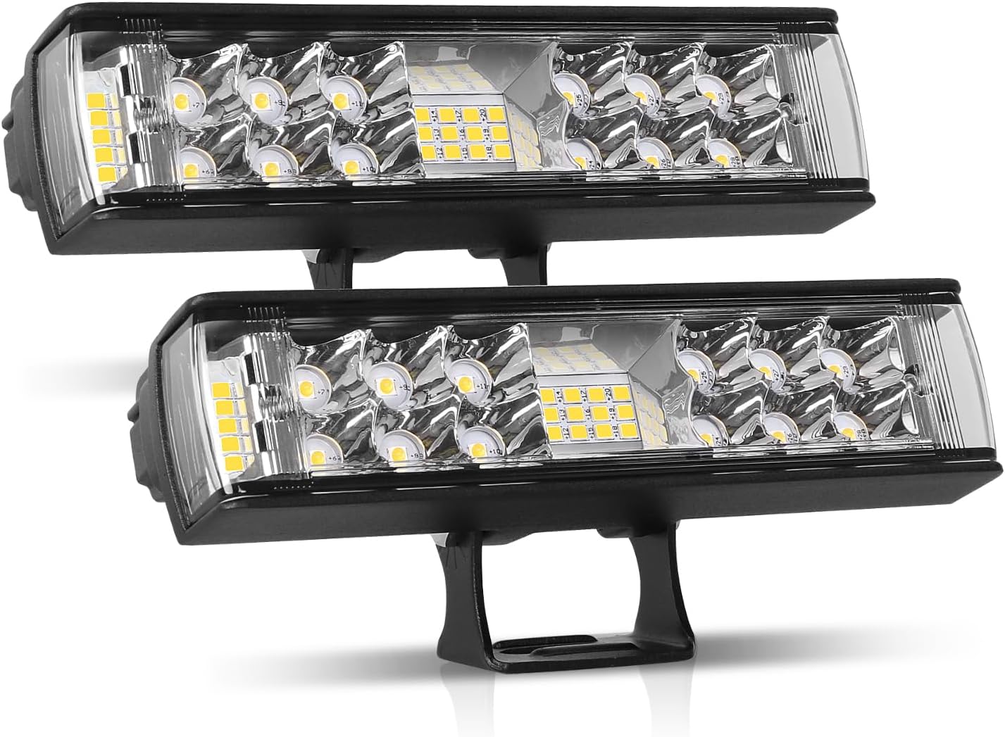 AUTOFEEL Led Light Bar, 7 inch Led Pods Light with 5500LM 6500K White Lighting, 2Pcs 60W Flood Spotlight Fog Beam Combo for Off Road Driving/Night Driving, Compatible with Truck ATV Boat SUV Motorbike