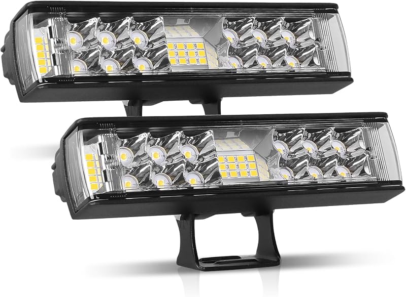 AUTOFEEL Led Light Bar, 7 inch Led Pods Light with 5500LM 6500K White Lighting, 2Pcs 60W Flood Spotlight Fog Beam Combo for Off Road Driving/Night Driving, Compatible with Truck ATV Boat SUV Motorbike