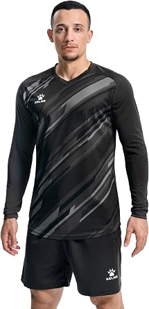 KELME Mens Soccer Goalie Jerseys,Padded Goalkeeper Kit,Youth Goalie Shirt and Pants with Socks Black X-Small