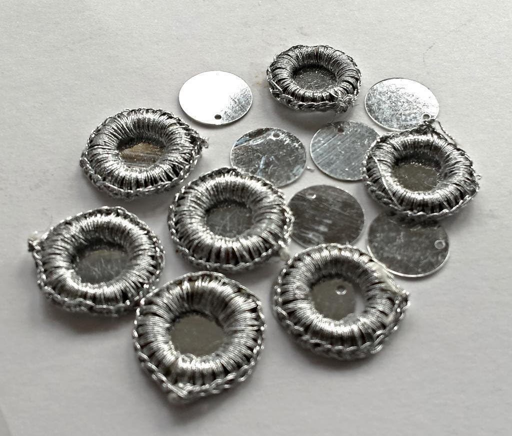 30 Silver Beaded Crochet Mirror Surrounds-RIMS flat backed 2 Sew or Glue 4 Card Craft