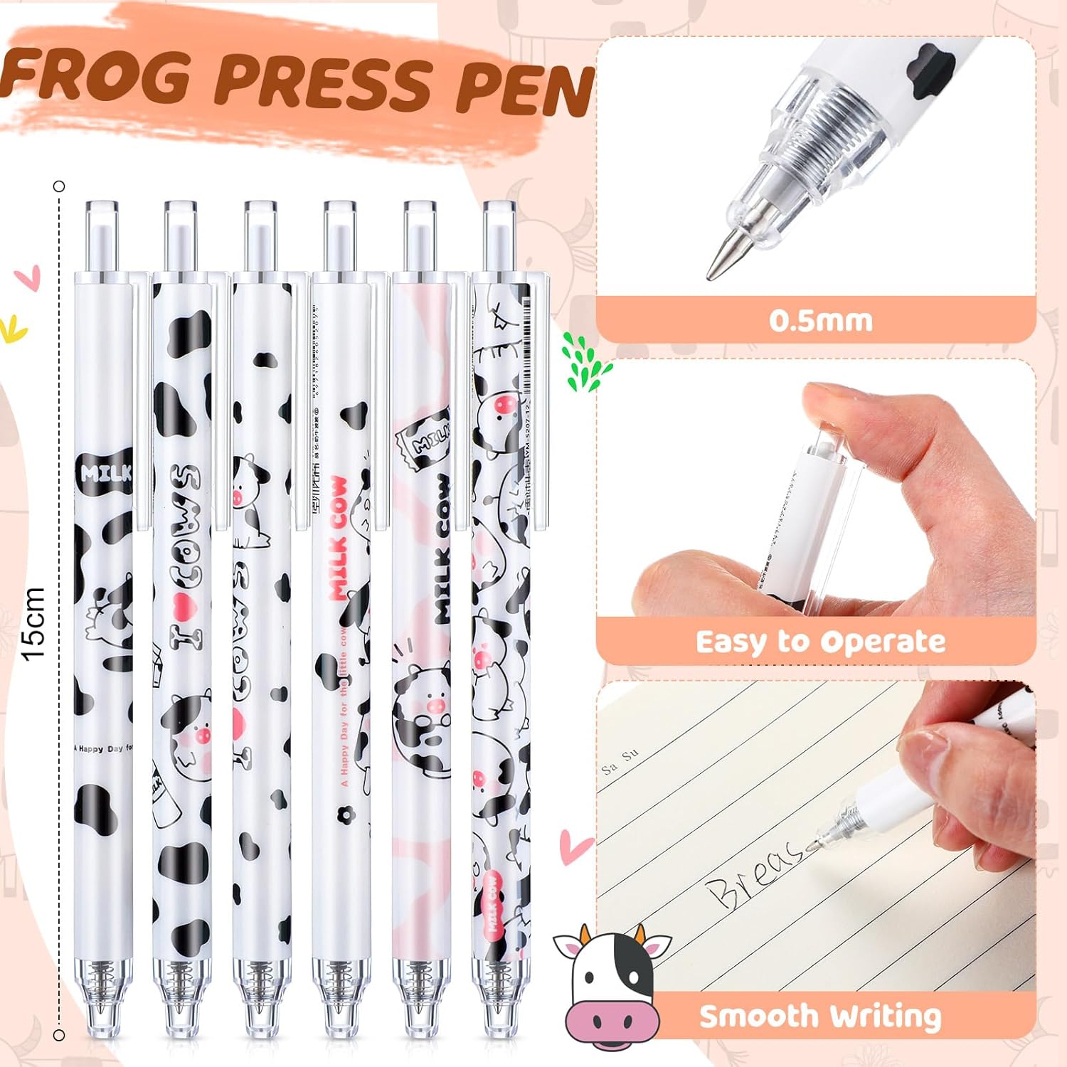 Crtin 69 Pcs Cute Sticky Notes Set,Cartoon Pen, Stickers, Paperclip, Sticky Memos Office & Party Favors(Cow) image 3 of 7 B0D31N97M3