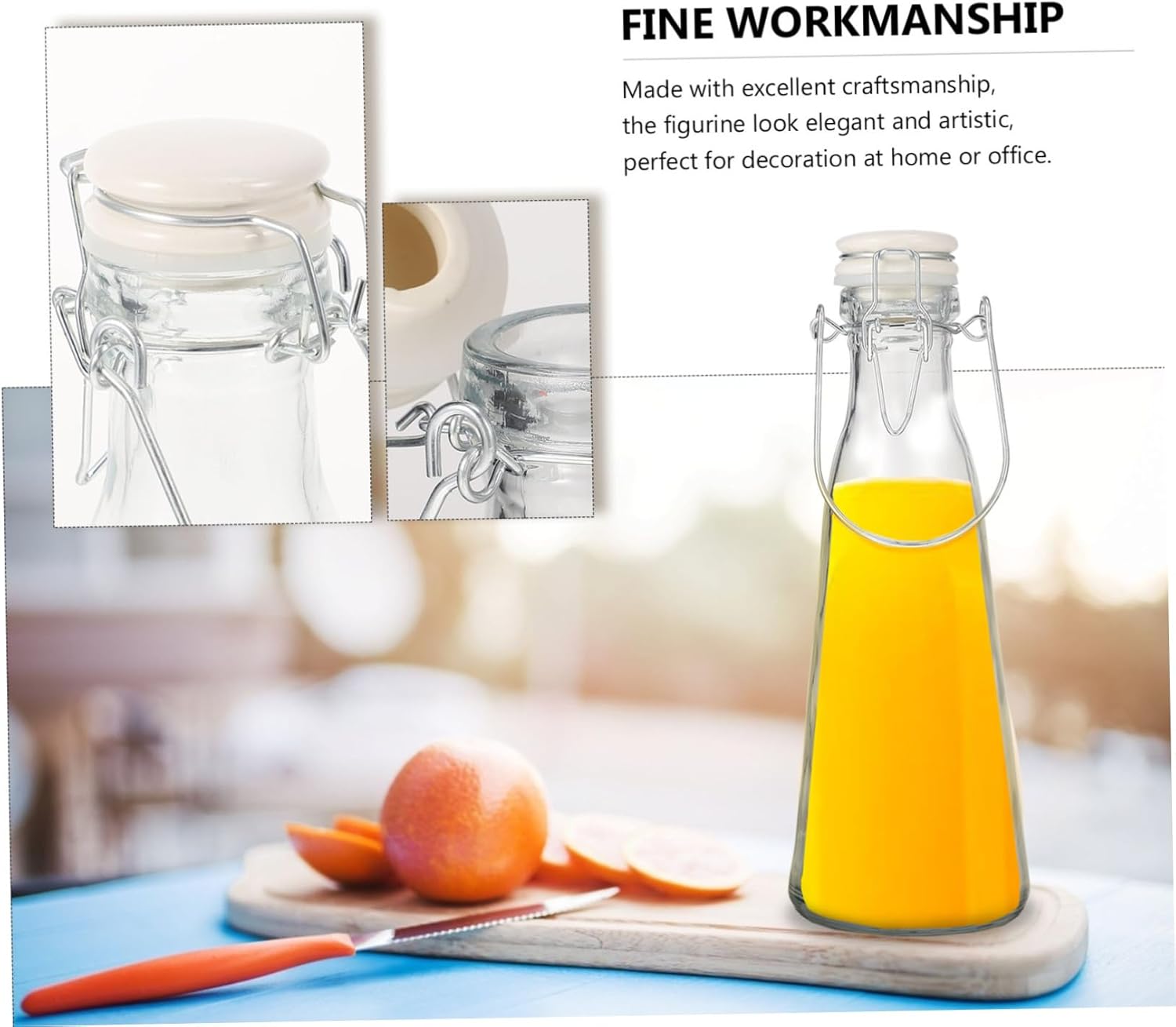 2pcs Glass Smoothie Bottle Carafe Lids Juice Container Leakproof Milk Bottle Caps Water Material Reusable High Temp Resistance