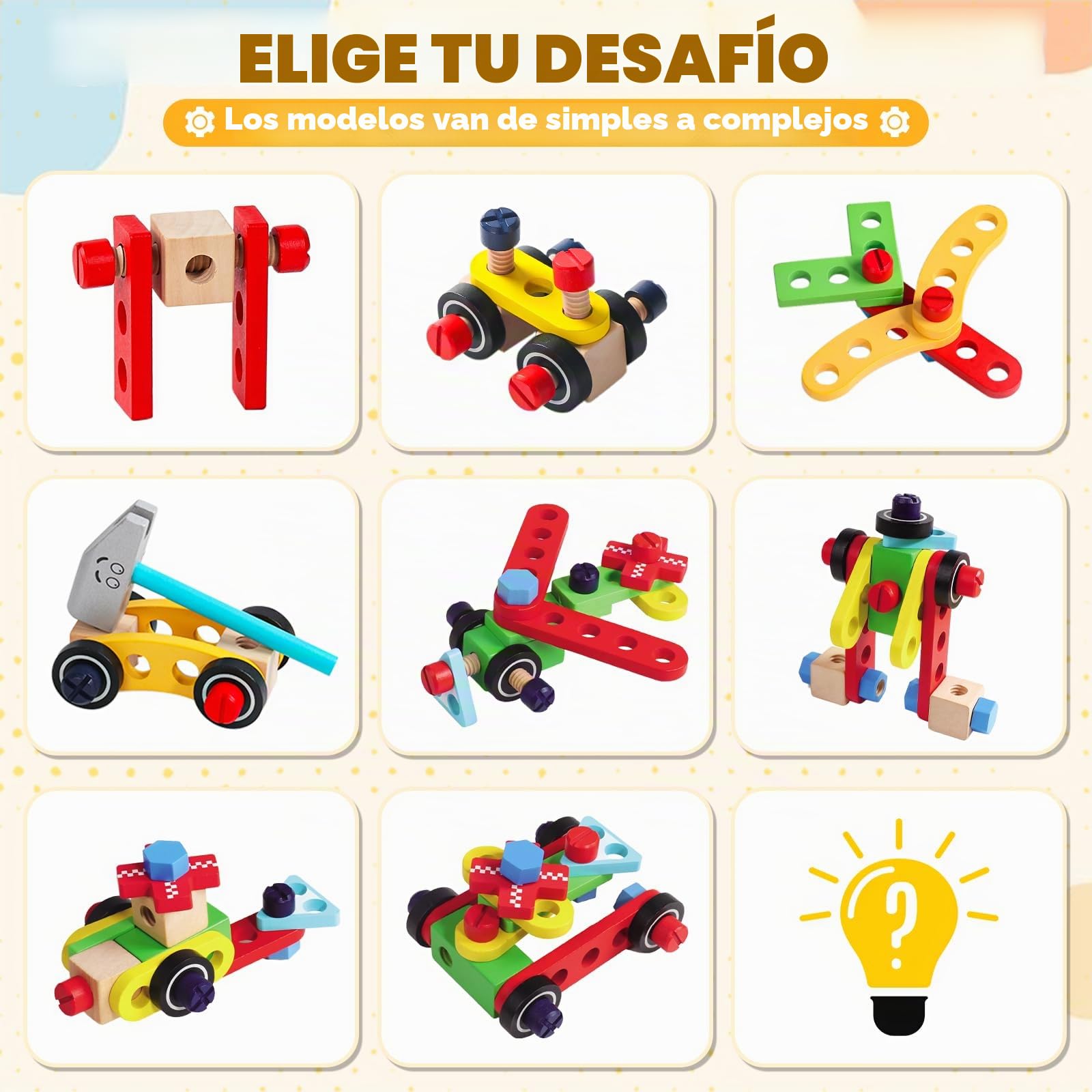Juguetes Niños 3 Años Regalo Niño Niña 3 4 Años, Madera Caja Herramientas Juguete con Taladro Eléctrico, Juguetes Montessori Juegos Educativos Niños Niñas 3 4 Años (44 Piezas)