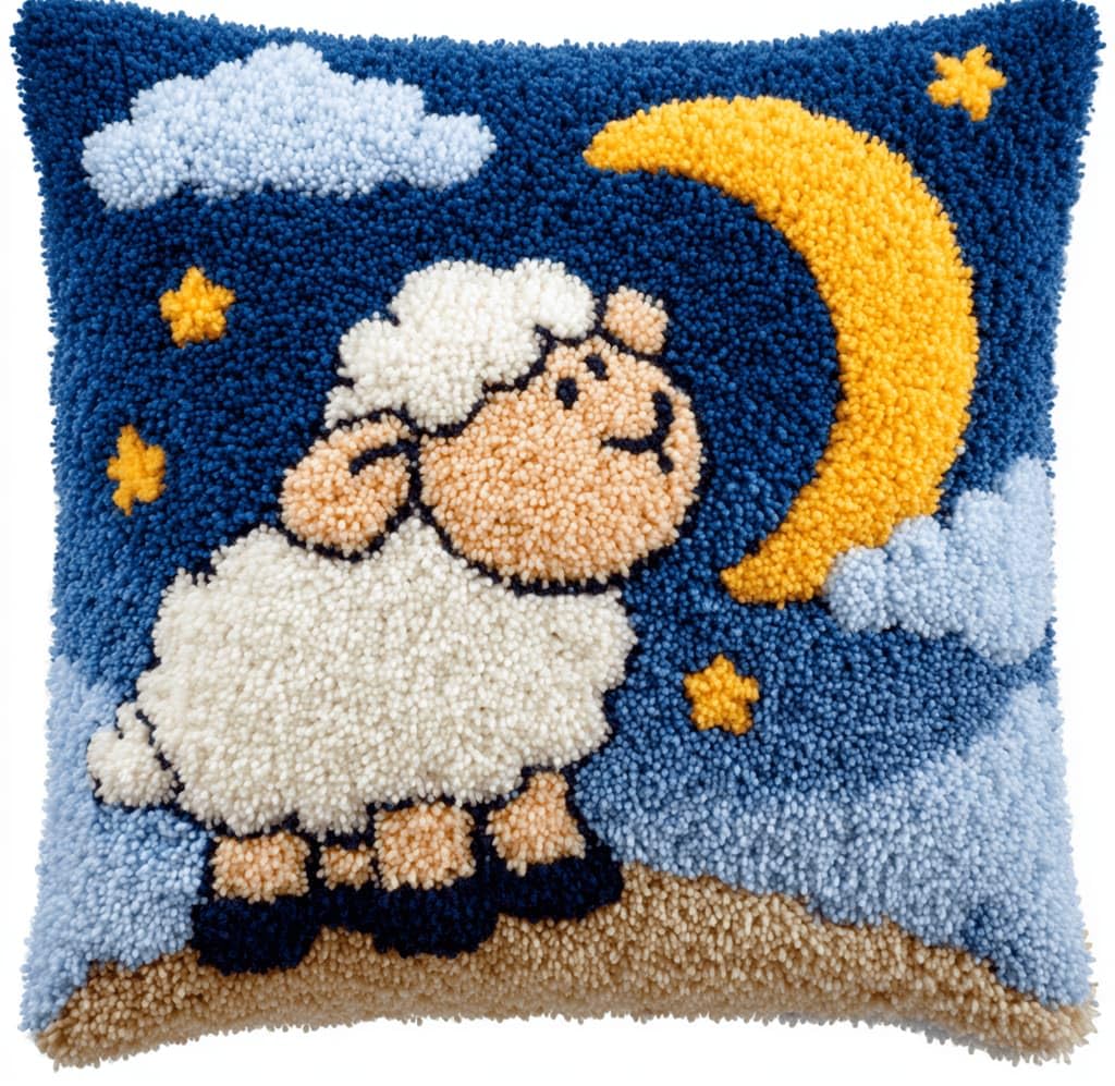 Kitquiver Latch Hook Kits Donkey for Adults,Sheep DIY Latch Hook Cushion Kits and Latch Rug Kits Cross-Stitch Embroidery Cushion Cover for Home Sofa Decoration 17X17 in
