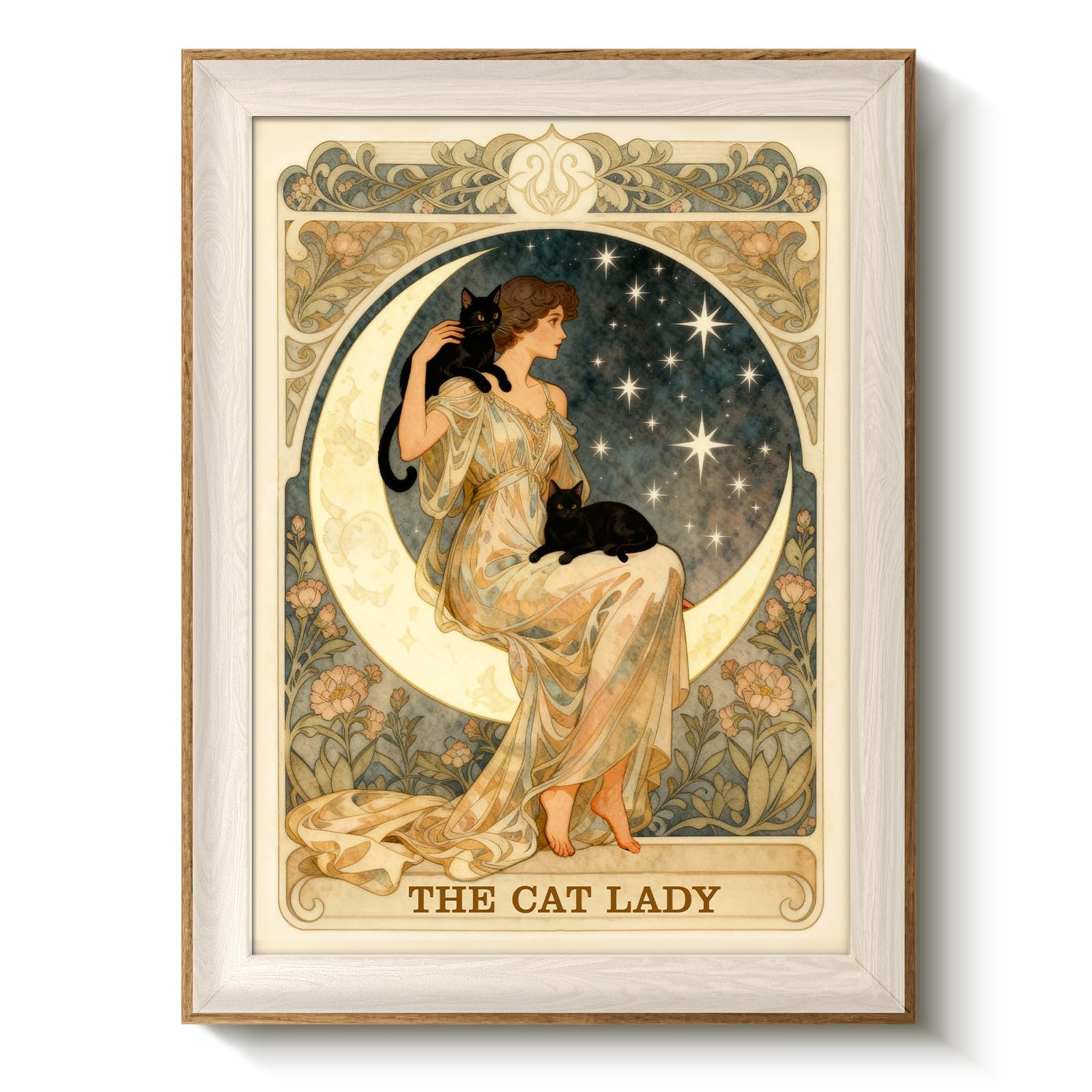 年代尚美さん猫とカトレア油彩画 ゴールドフレーム付き Amazon.co.jp: VIYYIEA キャットレディ ビンテージポスター ヌーボー