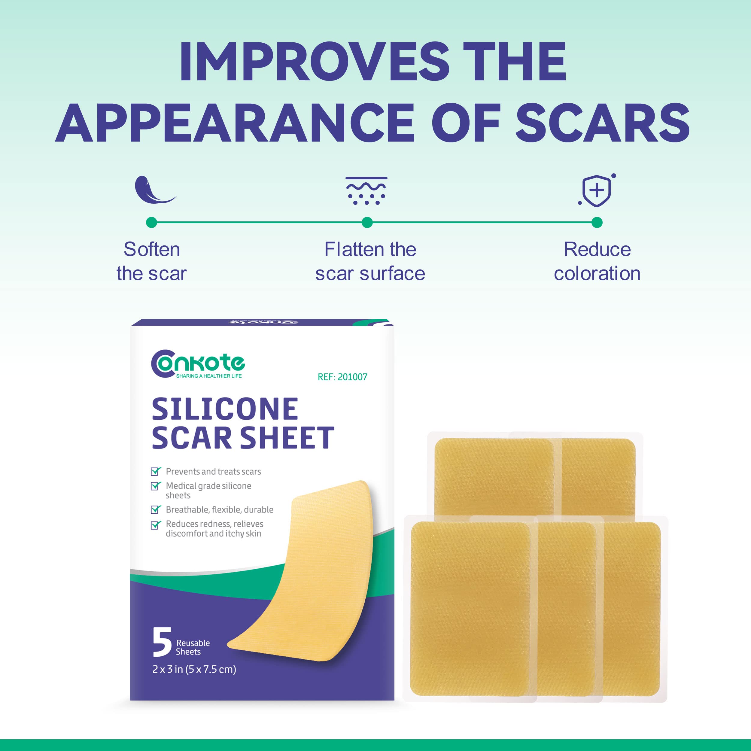 Silicone Scar Removal Sheets 2'' x 3'', for Body Scar, Cosmetic