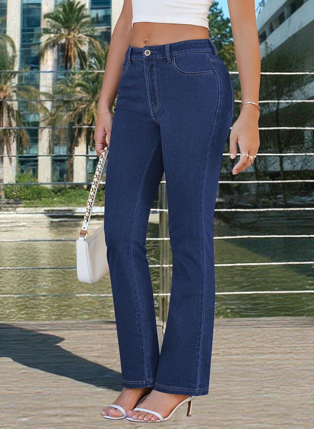 Pink Queen Women Bootcut Jeans High Waisted Stretchy Curvy Denim Trouser Pant - Image 3