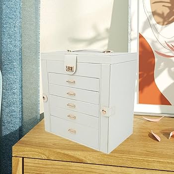 Amazon｜rockible プレミアム ジュエリーケース 6段収納ボックス, 白