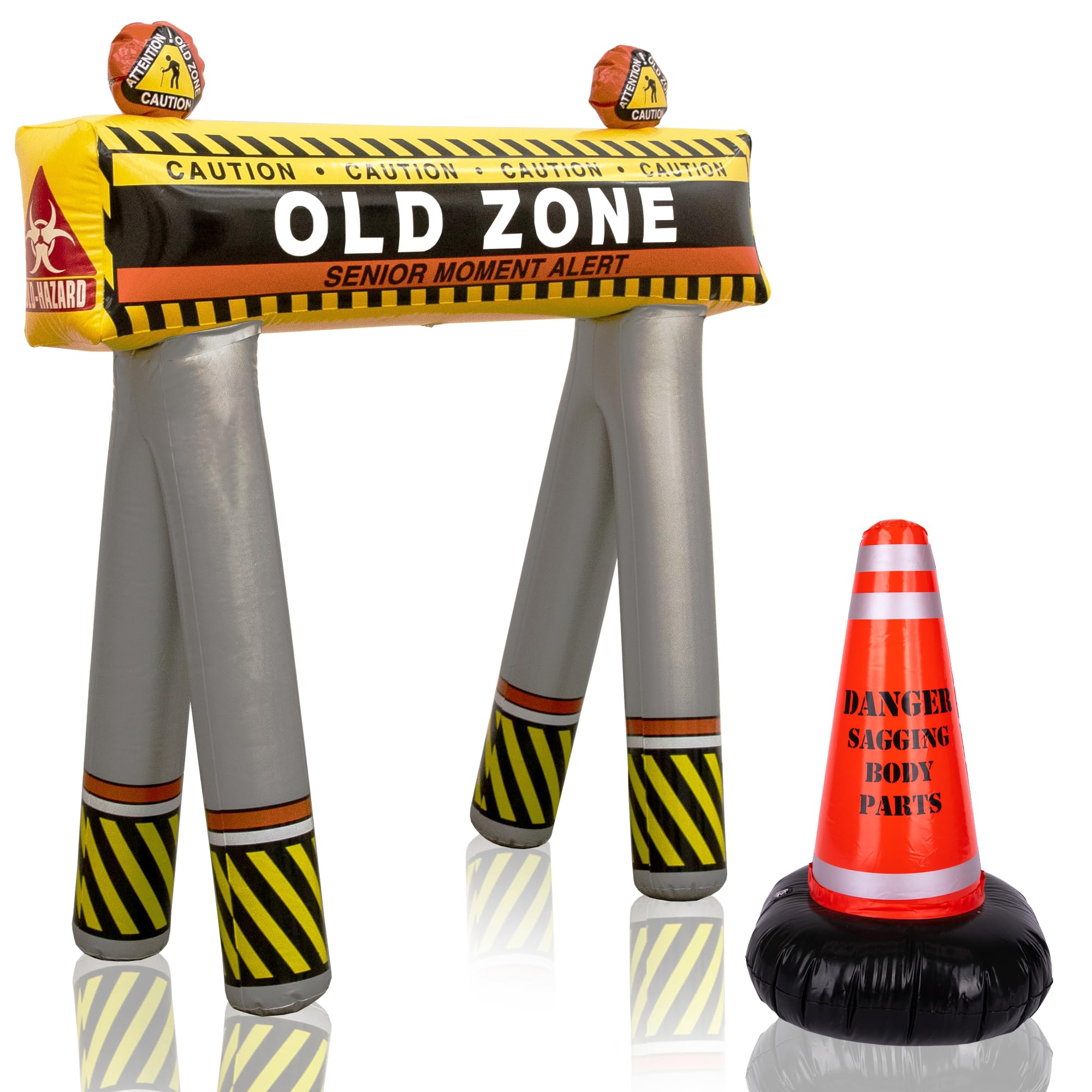 ArtCreativity Old Zone Inflatable Barricade + Cone for Over The Hill Party Decorations, 40th, 50th, 60th Birthday Decorations, 100 Days of School Costume Accessories